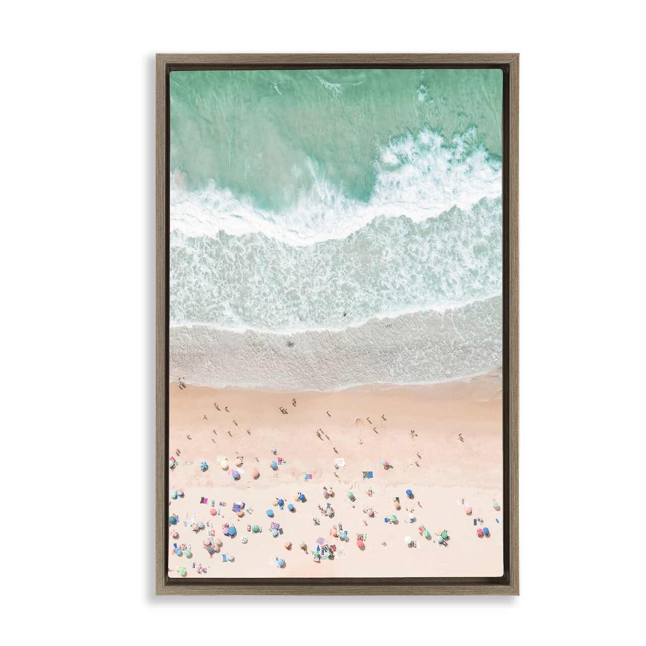 Stupell Industries Aerial Summer Beach Framed Floater Canvas Wall Art Design by Sisi and Seb